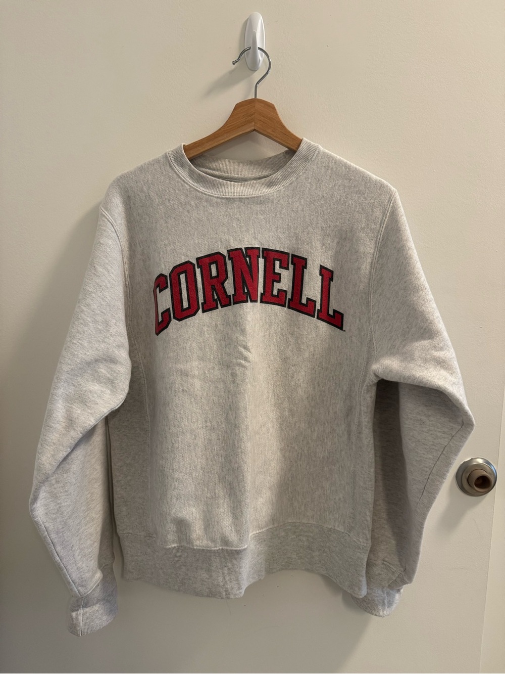 Light Gray Crewneck Sweatshirt with Red Cornell Logo